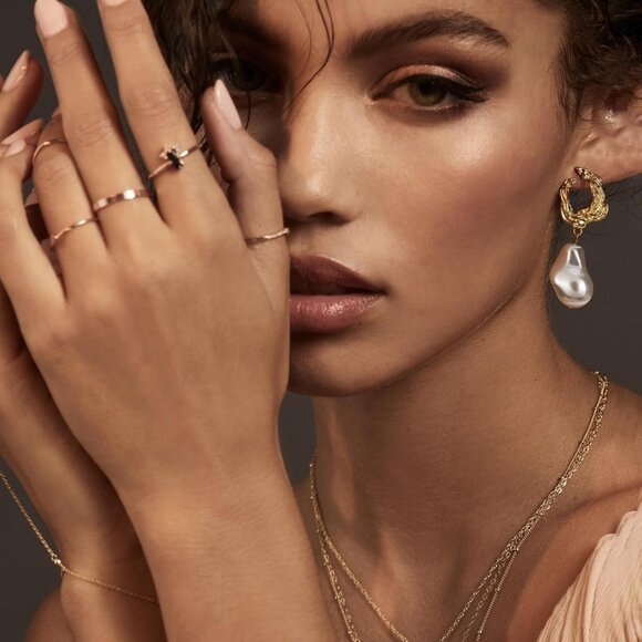 Pearl Drop Earrings Gold Plated Dangle Statement Jewelry for Women Gift - Picture 3 of 6